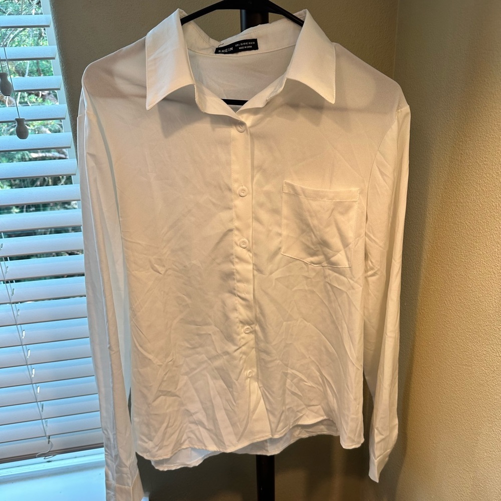 Sheer white buttondown shirt